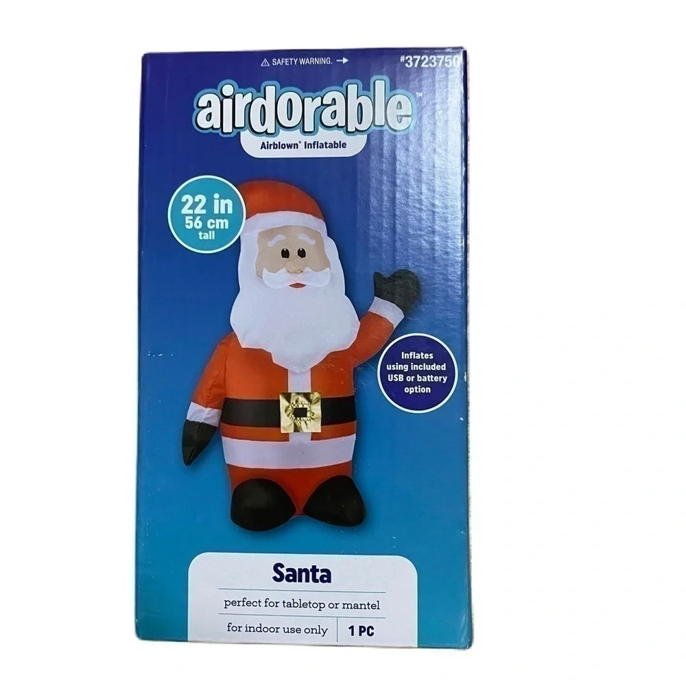 Airdorable Santa Inflatable 22” Battery Operated Indoors Christmas NEW Decor